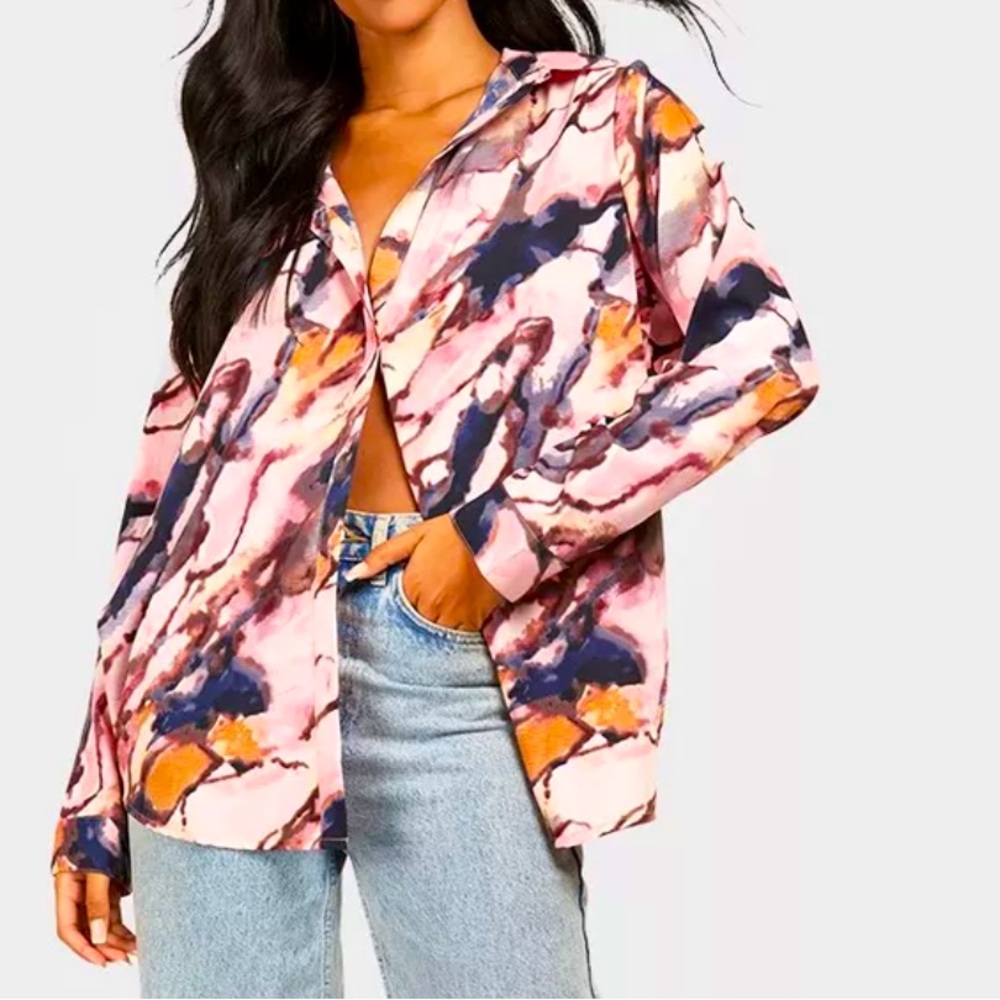 Tall Marble Abstract Print Shirt - Picture 6 of 9